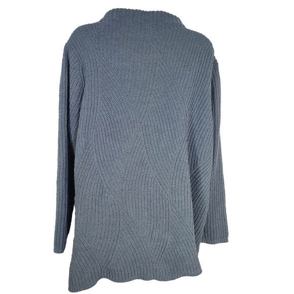 J Jill Sweater Women's Chenille XL Pullover Funnel Mock Neck Tunic Blue Plush - Picture 2 of 11